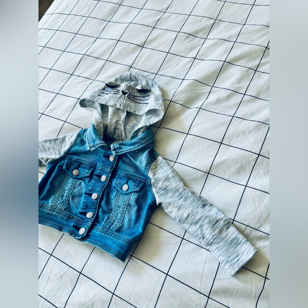 Cat & Jack denim jacket with cat hood, 12 mo